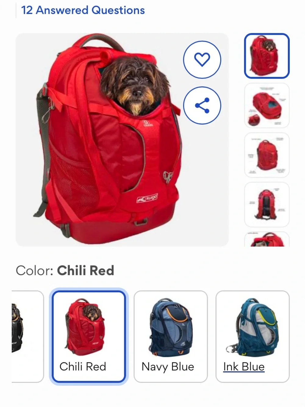 Kurgo G-Train Dog Carrier Backpack Carrier - NWT Chili Red